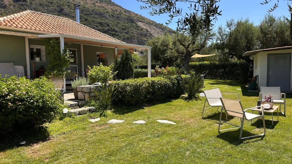 The garden and olive grove at Villa Georgia, Kalamata